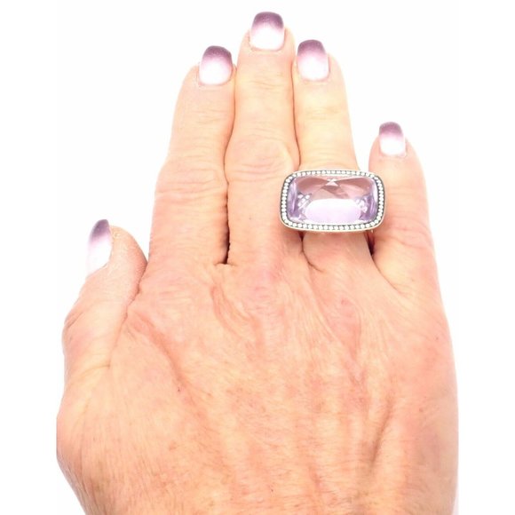 Rare! Authentic Hermes 18k Rose Gold Diamond Large Amethyst Ring - Picture 5 of 12